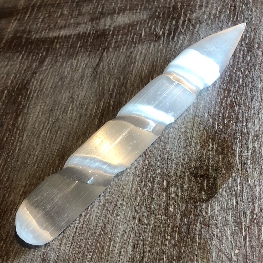 One random Selenite Unicorn wand crystal cleansing